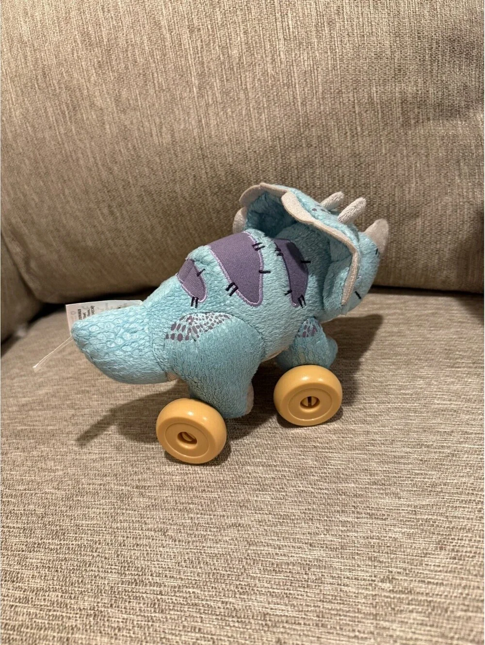 Disney Pixar Toy Story Trixie Triceratops Plush Pull Toy Wheels RARE NWT
